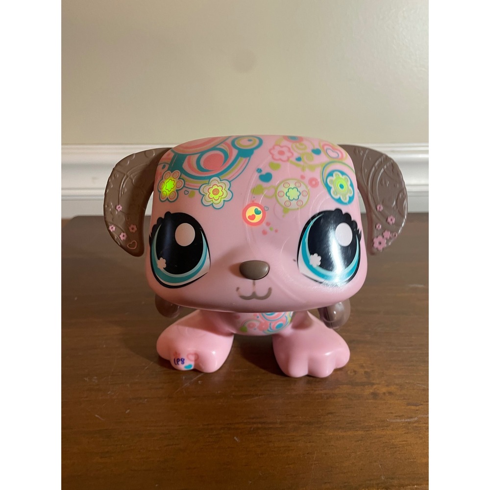 Littlest Pet Shop Deco Pet Pink Dog Large Figure Floral Swirl LPS Hasbro Toy - Picture 10 of 15